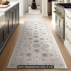 2’x6’ BRAND NEW Beige Neutral Traditional Runner Rug